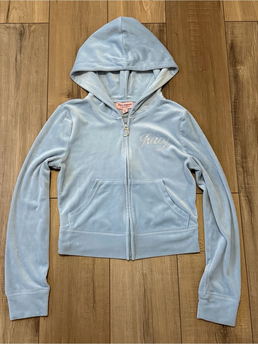 Juicy couture velour light blue bling zip up sweater jacket